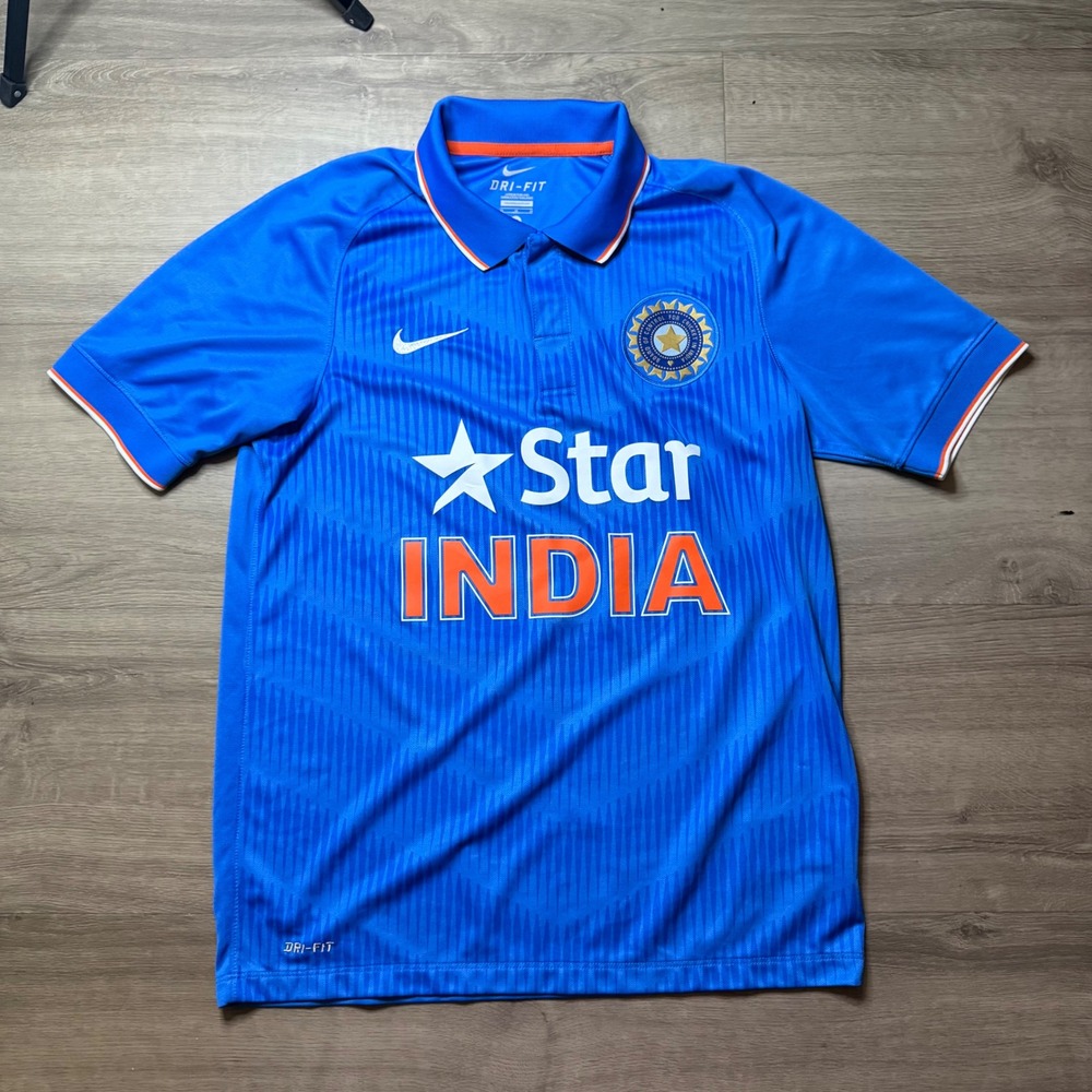 Nike India Cricket Jersey Men Medium Blue Star India Dri-FIT Polo 667870-481